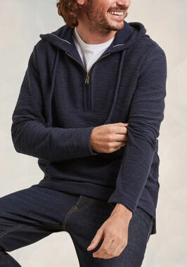 Fat Face Men’s 3/4 Zip Woolacombe Overhead Half Zip Y2k Hoodie Navy XL A010960